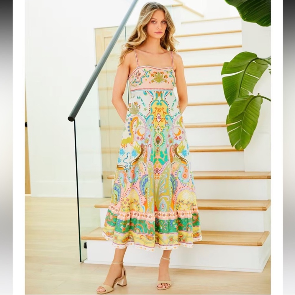 NWT Antonio Melani Anne Printed Square Neck
Sleeveless A-Line Dress